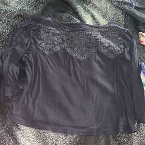 American eagle gray not super short crop top With cut outs on the top